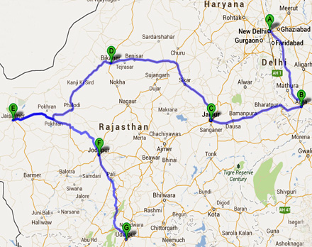Route Plan for Grand Tour of India