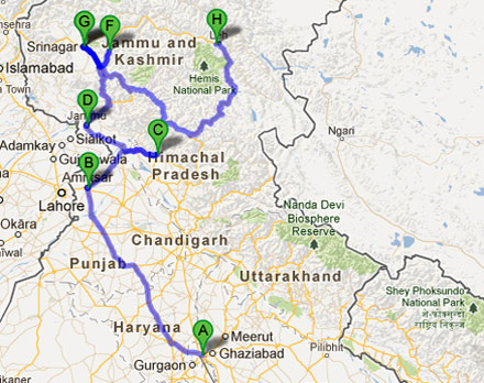 Route Plan for North India Tour