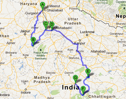 Route Plan for Wildlife Safari Tour